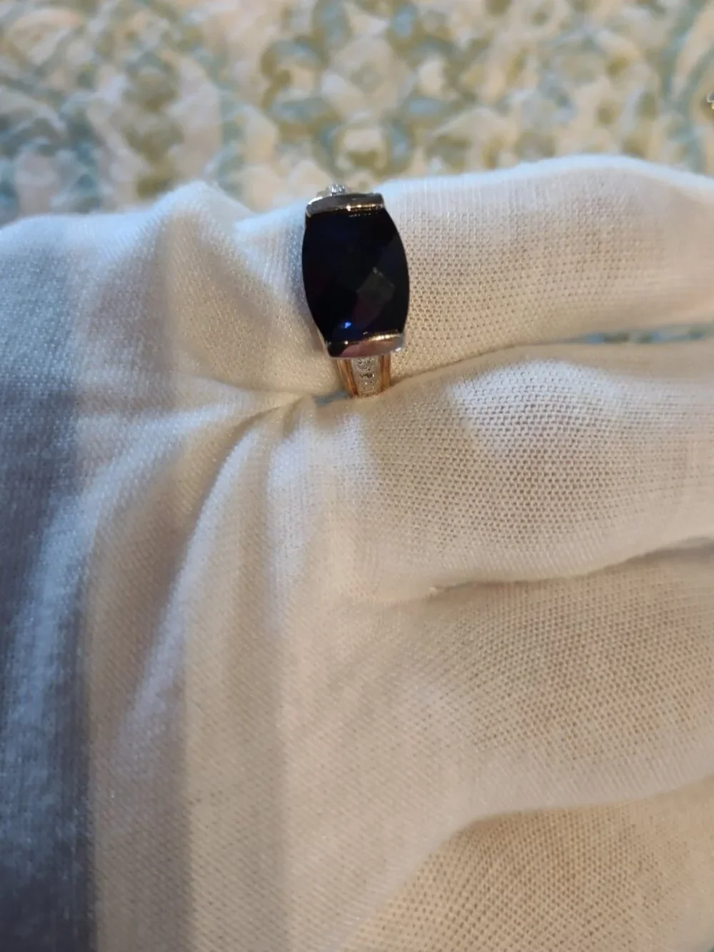 Rosegold Plated Sterling Silver 925 w/Deep Blue Sapphire-Cushion Cut Ring Sz 7.5